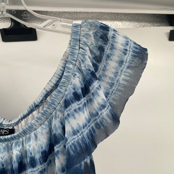 Chaps Womens Off Shoulder Top Blue/Multi Striped Size 1X Sheer - Picture 4 of 8